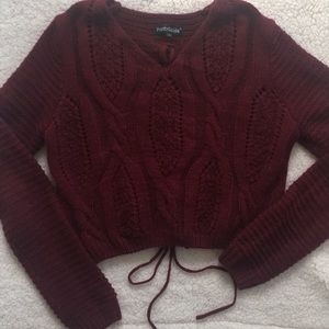 Chunky Burgundy Cropped Sweater